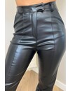 BLACK - 'MILA LEATHER' - HIGH WAIST VEGAN LEATHER STRAIGHT LEG PANTS