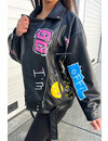 BLACK - 'NIKKI JACKET' - OVERSIZED EXCLUSIVE GRAFFITI LEATHER JACKET