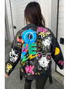 BLACK - 'NIKKI JACKET' - OVERSIZED EXCLUSIVE GRAFFITI LEATHER JACKET