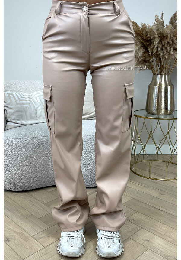 NUDE - 'CARGO SKYE' - VEGAN LEATHER STRETCH CARGO PANTS