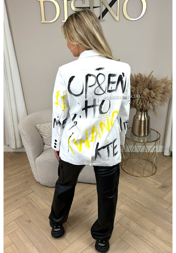 WHITE - 'NAOMY' - EXCLUSIVE GRAFFITI DESIGNER BLAZER