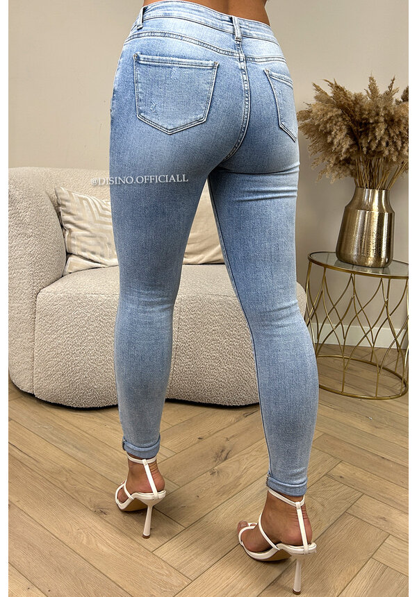 LIGHT BLUE - SUPER STRETCH PERFECT HIGH WAIST RIPPED SKINNY JEANS - 5265