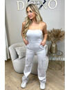 BEIGE - 'VIENNA' - SUPER STRETCH CARGO JUMPSUIT