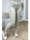 BEIGE - '082' - SUPER STRETCH HIGH WAIST SKINNY JEANS SIDE SPLIT - 082