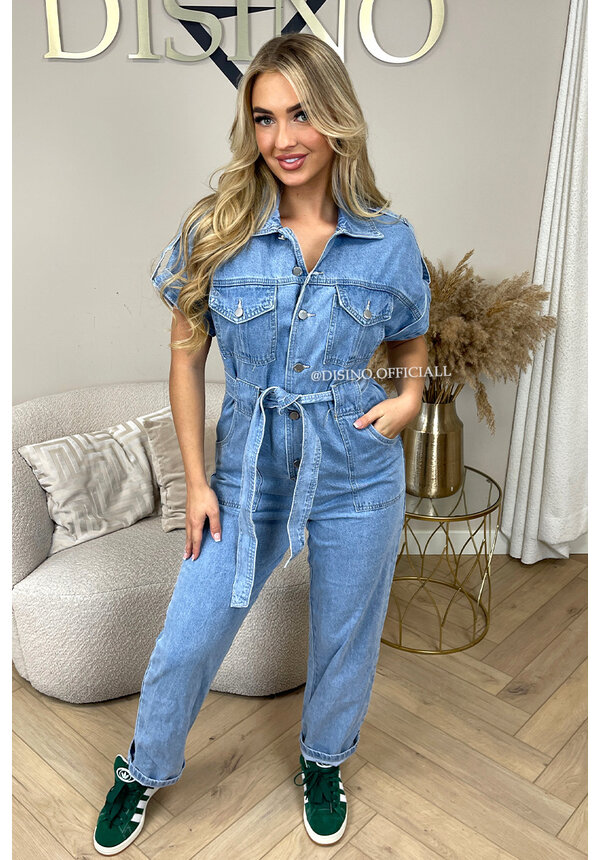 BLUE - 'TAHIRA' - OVERSIZED DENIM JUMPSUIT