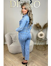 BLUE - 'YAEL JUMPSUIT' - PREMIUM QUALITY SUPER STRETCH DENIM JUMPSUIT