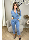 BLUE - 'YAEL JUMPSUIT' - PREMIUM QUALITY SUPER STRETCH DENIM JUMPSUIT