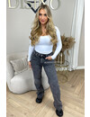 QUEEN HEART JEANS - DARK GREY - 'HOUSTON' - SUPER STRETCH WIDE LEG JEANS - 3556