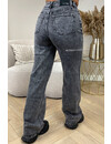 QUEEN HEART JEANS - DARK GREY - 'HOUSTON' - SUPER STRETCH WIDE LEG JEANS - 3556