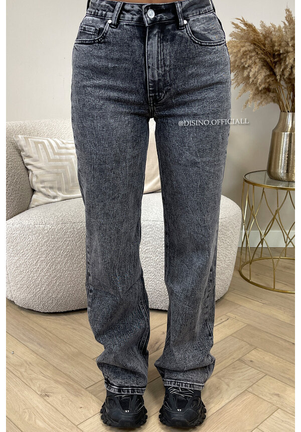 QUEEN HEART JEANS - DARK GREY - 'HOUSTON' - SUPER STRETCH WIDE LEG JEANS - 3556