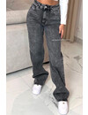 QUEEN HEART JEANS - DARK GREY - 'HOUSTON' - SUPER STRETCH WIDE LEG JEANS - 3556