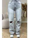 LIGHT GREY - 'MANCHESTER' - STRETCH RIPPED KNEE BOYFRIEND JEANS - 3210