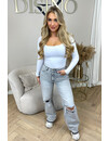 LIGHT GREY - 'MANCHESTER' - STRETCH RIPPED KNEE BOYFRIEND JEANS - 3210