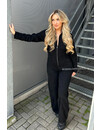 BLACK - 'KENZIE JUMPSUIT' - STRETCH LONG SLEEVE DENIM ZIPPER JUMPSUIT