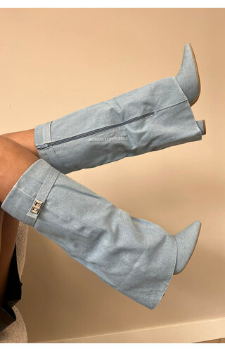 DENIM BLUE - 'SHARK BOOTS' - PREMIUM QUALITY PERFECT HIGH HEELS 