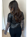 BLACK - 'DIAMOND SLEEVE BIKER' - EXCLUSIVE DIAMONDS SLEEVE LEATHER BIKER JACKET