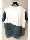 WHITE - 'FAMOUS HALF DENIM TEE' - INSPIRED OVERSIZED HALF DENIM TEE