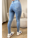 BLUE - SUPER STRETCH PERFECT HIGH WAIST RIPPED SKINNY JEANS - 6580
