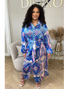 ROYAL BLUE - 'MEDINA' - DUBAI INSPIRED SATIN MAXI BLOUSE DRESS