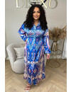 ROYAL BLUE - 'MEDINA' - DUBAI INSPIRED SATIN MAXI BLOUSE DRESS