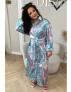 TURQUOISE - 'MEDINA' - DUBAI INSPIRED SATIN MAXI BLOUSE DRESS