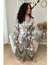 KHAKI GREEN - 'MEDINA' - DUBAI INSPIRED SATIN MAXI BLOUSE DRESS