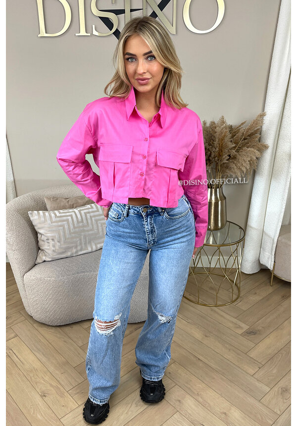 PINK - 'CASIE V2' - CROPPED CLASSY BLOUSE