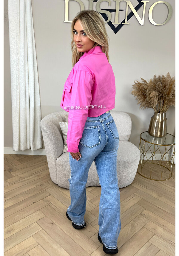 PINK - 'CASIE V2' - CROPPED CLASSY BLOUSE