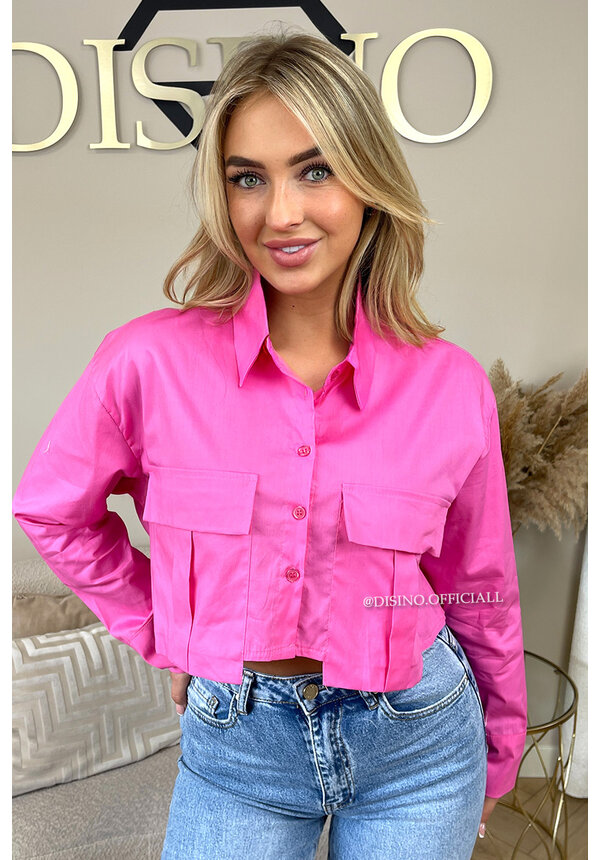 PINK - 'CASIE V2' - CROPPED CLASSY BLOUSE