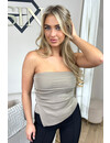 TAUPE - 'VALERIA TOP' - ASSYMETRIC STRETCH STRAPLESS TOP
