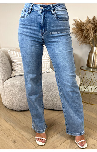 BLUE - 'MANHATTAN' - SUPER STRETCH HIGH WAIST WIDE LEG JEANS 