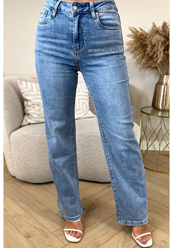 BLUE - 'MANHATTAN' - SUPER STRETCH HIGH WAIST WIDE LEG JEANS