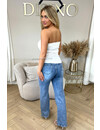 BLUE - 'MANHATTAN' - SUPER STRETCH HIGH WAIST WIDE LEG JEANS