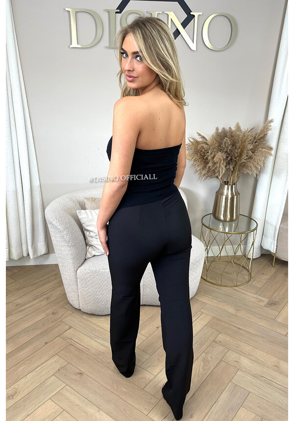 BLACK - 'VALERIA TOP' - ASSYMETRIC STRETCH STRAPLESS TOP