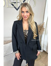 BLACK - 'LEONA'  - PREMIUM QUALITY OVERSIZED LEO DETAILS BLAZER