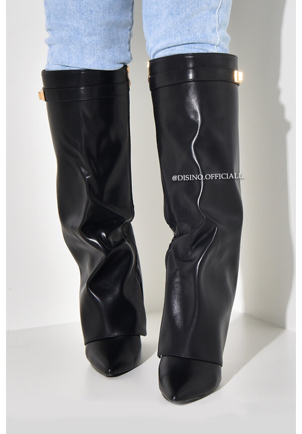 BLACK - 'SHARK BOOTS' - PREMIUM QUALITY PERFECT HIGH HEELS