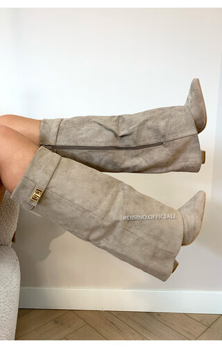 KHAKI - 'SHARK BOOTS' - PREMIUM QUALITY PERFECT HIGH HEELS 