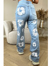 BLUE - 'FLOWER TEARS' - INSPIRED DENIM STRAIGHT LEG JEANS