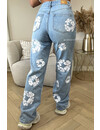 BLUE - 'FLOWER TEARS' - INSPIRED DENIM STRAIGHT LEG JEANS