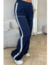 NAVY BLUE - 'ABBY PANTS' - EXTRA LONG COMFY STRIPED PANTS