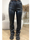 BLACK - 'SKYLA LEATHER' - HIGH WAIST VEGAN LEATHER STRAIGHT LEG PANTS