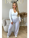 GREY - 'ABBY PANTS' - EXTRA LONG COMFY STRIPED PANTS