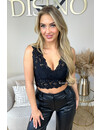 BLACK - 'LIZZY' - CLASSY LACE CROP TOP