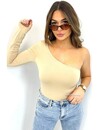 BEIGE - 'KRISS' - ONE ARM PERFECT FIT BODYSUIT