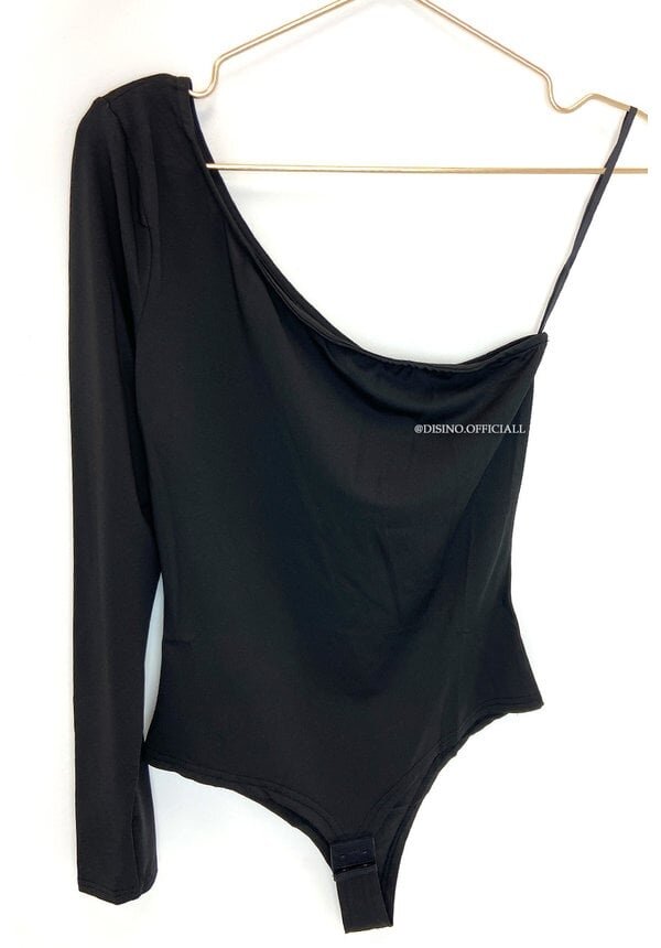 BLACK - 'KRISS' - ONE ARM PERFECT FIT BODYSUIT