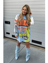 BLUE - 'FUNKY SWEATER DRESS' - SLOGAN DESIGNER INSPIRED SWEATER DRESS