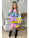 PINK - 'FUNKY SWEATER DRESS' - SLOGAN DESIGNER INSPIRED SWEATER DRESS