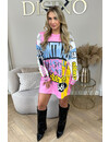 PINK - 'FUNKY SWEATER DRESS' - SLOGAN DESIGNER INSPIRED SWEATER DRESS