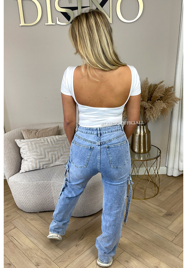 WHITE - 'ESMEE OPEN BACK BODY' - SHORT SLEEVE OPEN BACK BODYSUIT