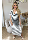 BLACK - 'DAHLIA DRESS' - 100% COTTON STRIPED KNITTED DRESS